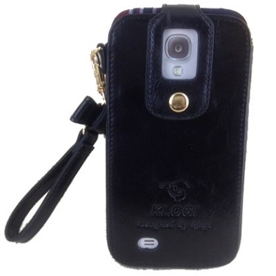 „Klogi” prabangus juodas odinis Samsung Galaxy S4 i9505 dėklas / Priedai.lt