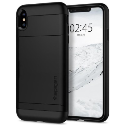 „Spigen“ Slim Armor CS Apple iPhone X (iPhone Xs) juodas kieto silikono dėklas / Priedai.lt