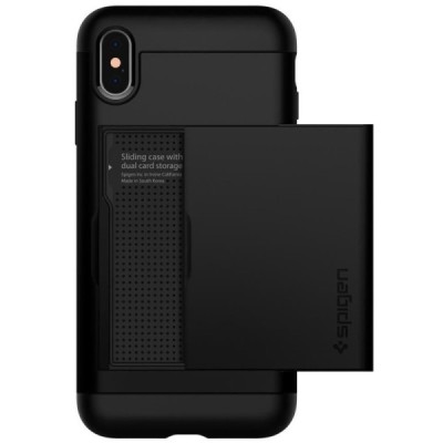 „Spigen“ Slim Armor CS Apple iPhone X (iPhone Xs) juodas kieto silikono dėklas / Priedai.lt