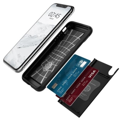 „Spigen“ Slim Armor CS Apple iPhone X (iPhone Xs) juodas kieto silikono dėklas / Priedai.lt