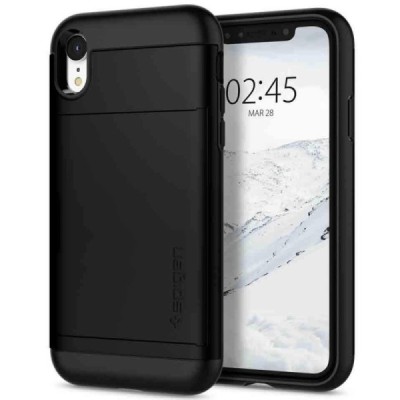 Apple iPhone Xr „Spigen“ Slim Armor CS melns silikons apvalks / vacins.lv