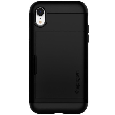 Apple iPhone Xr „Spigen“ Slim Armor CS melns silikons apvalks / vacins.lv
