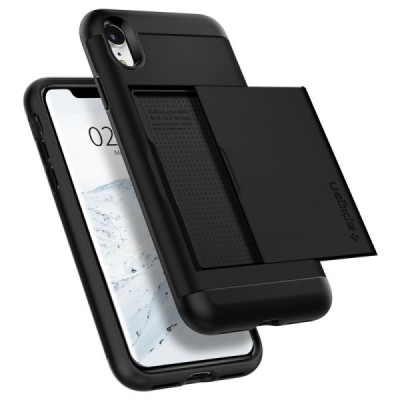 Apple iPhone Xr „Spigen“ Slim Armor CS melns silikons apvalks / vacins.lv