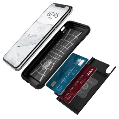 Apple iPhone Xr „Spigen“ Slim Armor CS melns silikons apvalks / vacins.lv