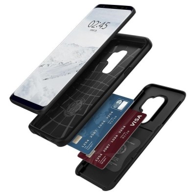Samsung Galaxy S9+ (G965) „Spigen“ Slim Armor CS melns silikons apvalks / vacins.lv
