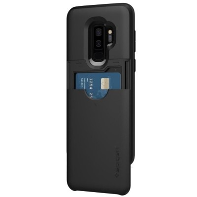 Samsung Galaxy S9+ (G965) „Spigen“ Slim Armor CS melns silikons apvalks / vacins.lv