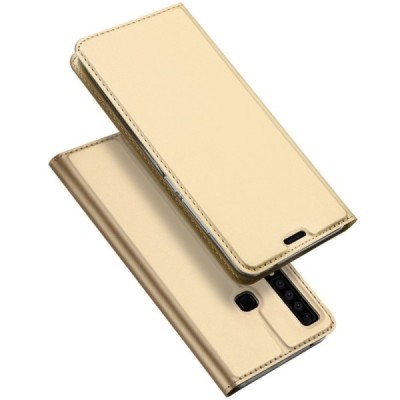 „Dux Ducis“ Skin serijos Samsung Galaxy A9 2018 (A9 Star Pro) auksinis odinis atverčiamas dėklas / Priedai.lt