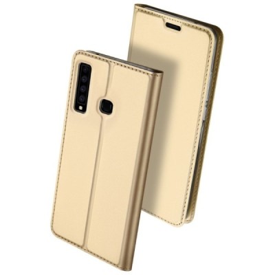 „Dux Ducis“ Skin serijos Samsung Galaxy A9 2018 (A9 Star Pro) auksinis odinis atverčiamas dėklas / Priedai.lt