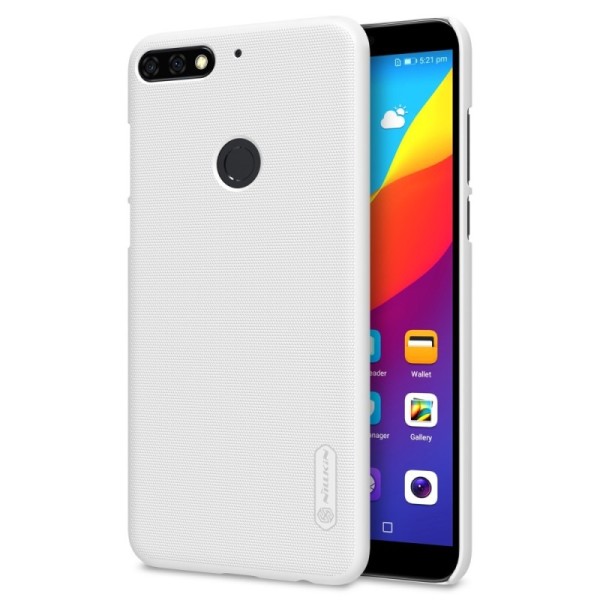„Nillkin“ Frosted Shield dėklas - baltas + apsauginė ekrano plėvelė (Honor 7C)