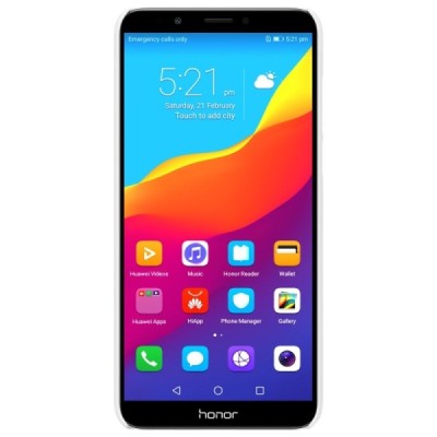 Huawei Honor 7C Nillkin Frosted Shield baltas plastikinis dėklas + apsauginė ekrano plėvelė / Priedai.lt