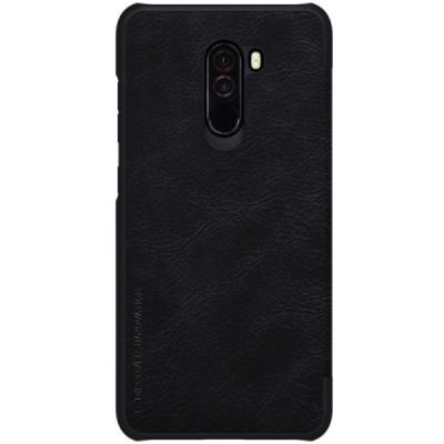 Greznais „Nillkin“ Qin sērijas ādas atvērams melns Xiaomi Pocophone F1 maciņš / Vacins.lv