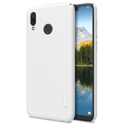 Huawei Honor Play Nillkin Frosted Shield baltas plastikinis dėklas + apsauginė ekrano plėvelė / Priedai.lt
