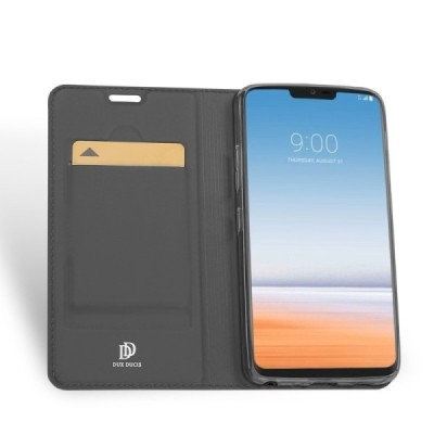 LG G7 ThinQ „Dux Ducis“ Skin sērijas melns ādas atvērams maciņš / Vacins.lv