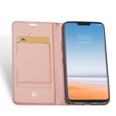 „Dux Ducis“ Skin serijos LG G7 ThinQ rožinis odinis atverčiamas dėklas / Priedai.lt