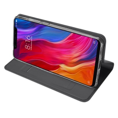 Xiaomi Mi 8 „Dux Ducis“ Skin sērijas melns ādas atvērams maciņš / Vacins.lv