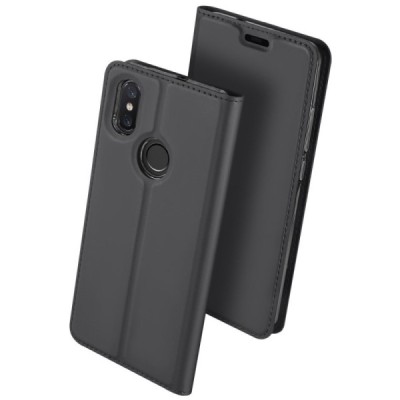 Xiaomi Mi 8 „Dux Ducis“ Skin sērijas melns ādas atvērams maciņš / Vacins.lv