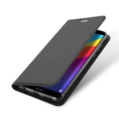 „Dux Ducis“ Skin serijos Huawei Honor 7C juodas odinis atverčiamas dėklas / Priedai.lt