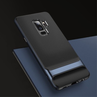 „Rock“ Royce sustiprintos apsaugos Samsung Galaxy S9+ (G965) juodas mėlynos spalvos apvadais kieto silikono (TPU) ir plastiko dė