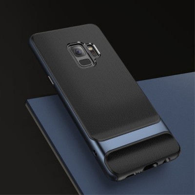 Samsung Galaxy S9 (G960) „Rock“ Royce pastiprinātas aizsardzības melns apmales zilā krāsā apvalks / Vacins.lv