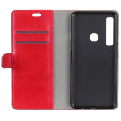 Samsung Galaxy A9 2018 (A9 Star Pro) atvēramais ādas sarkans maciņš, grāmata (maks) / Vacins.lv