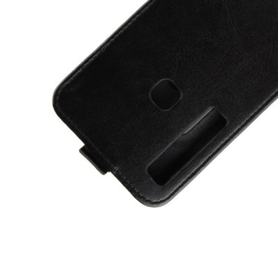 Samsung Galaxy A9 2018 (A9 Star Pro) klasikinis vertikaliai atverčiamas juodas odinis dėklas / Priedai.lt