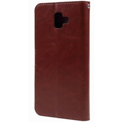 Samsung Galaxy J6+ 2018 (J610) atvēramais ādas brūns maciņš (maks) / Vacins.lv