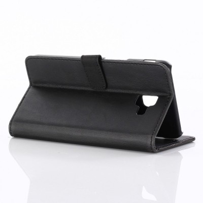 Samsung Galaxy J6+ 2018 (J610) atvēramais ādas melns retro maciņš (maks) / Vacins.lv