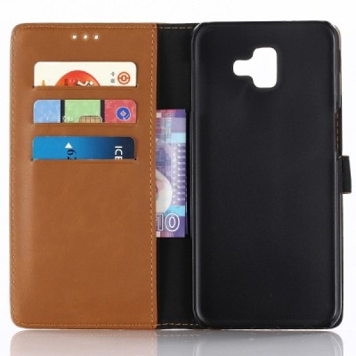 Samsung Galaxy J6+ 2018 (J610) atvēramais ādas brūns retro maciņš (maks) / Vacins.lv