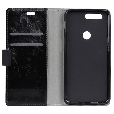 Xiaomi Mi 8 Lite atverčiamas juodas odinis dėklas - piniginė / Priedai.lt