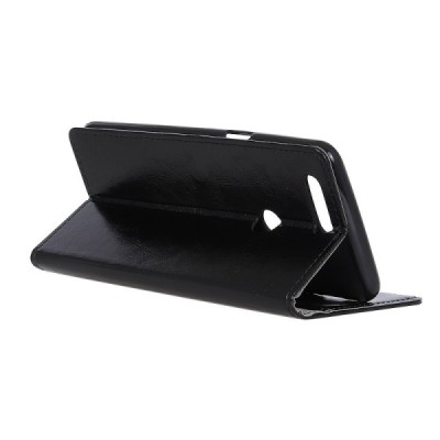 Xiaomi Mi 8 Lite atverčiamas juodas odinis dėklas - piniginė / Priedai.lt