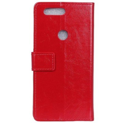 Xiaomi Mi 8 Lite atverčiamas raudonas odinis dėklas - piniginė / Priedai.lt