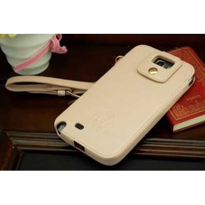 „Klogi” prabangus odinis smėlio spalvos Samsung Galaxy Note 2dėklas / Priedai.lt