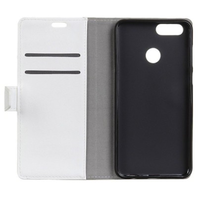 Huawei Honor 7C atverčiamas baltas odinis dėklas - piniginė / Priedai.lt