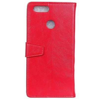 Huawei Honor 7C atverčiamas raudonas odinis dėklas - piniginė / Priedai.lt