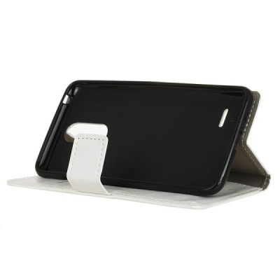 LG K11 2018 (X410EO) atvēramais ādas balts maciņš (maks) / Vacins.lv