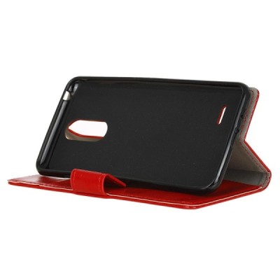 LG K11 2018 (X410EO) atvēramais ādas sarkans maciņš (maks) / Vacins.lv