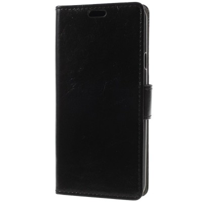 LG Q7 atvēramais ādas melns maciņš (maks) / Vacins.lv