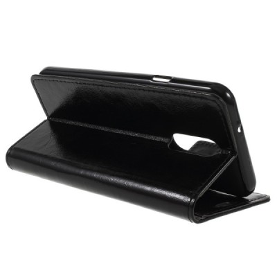 LG Q7 atvēramais ādas melns maciņš (maks) / Vacins.lv