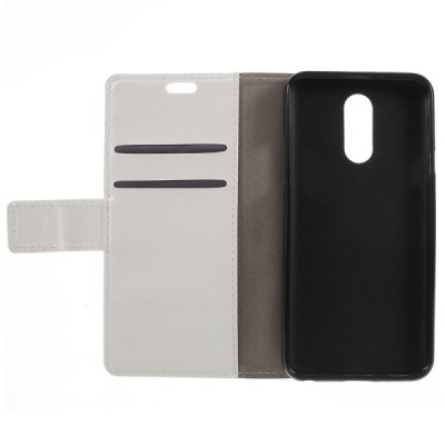 LG Q7 atvēramais ādas balts maciņš (maks) / Vacins.lv