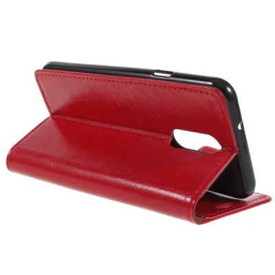 LG Q7 atvēramais ādas sarkans maciņš (maks) / Vacins.lv