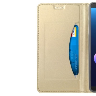 HTC U12 Plus Solīds zelta ādas atvērams maciņš / Vacins.lv