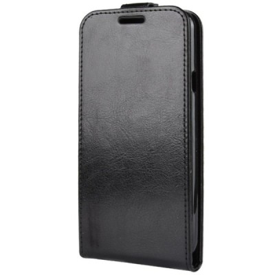 LG Q7 klasisks ādas vertikāli atvēramais melns maciņš / Vacins.lv