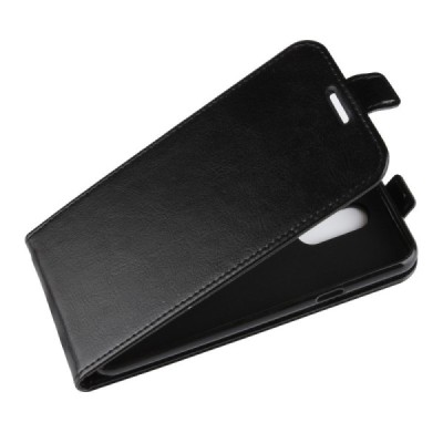 LG Q7 klasisks ādas vertikāli atvēramais melns maciņš / Vacins.lv