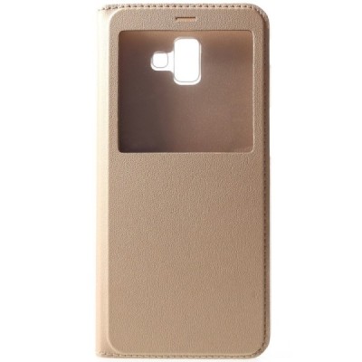 Samsung Galaxy J6+ 2018 (J610F) zelta atvēramais „View Window“ maciņš / Vacins.lv