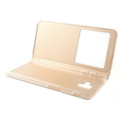 Samsung Galaxy J6+ 2018 (J610F) zelta atvēramais „View Window“ maciņš / Vacins.lv