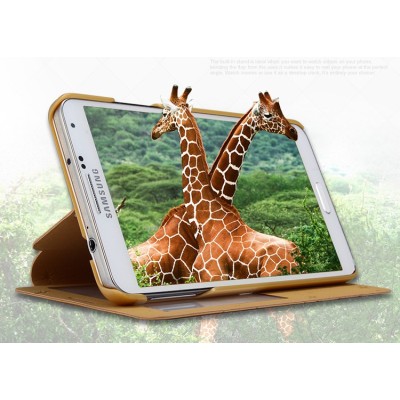 „Kalaideng“ atverčiamas odinis smėlio spalvos S View stiliaus Samsung Galaxy Note 3 N9005 dėklas (dėkliukas) / Priedai.lt