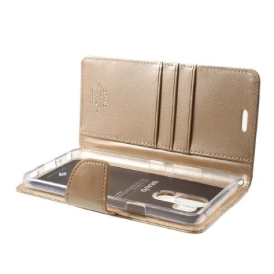 „Mercury“ Bravo Diary LG G7 ThinQ (G710EM) auksinis odinis dėklas / Priedai.lt