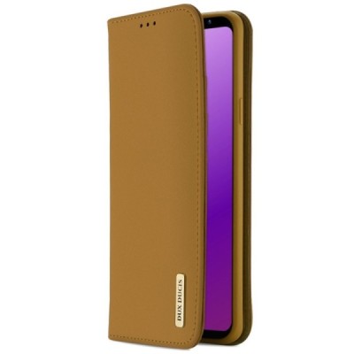 Samsung Galaxy S9 (G960) „Dux Ducis“ Wish sērijas gaiši brūns ādas atvērams maciņš / Vacins.lv
