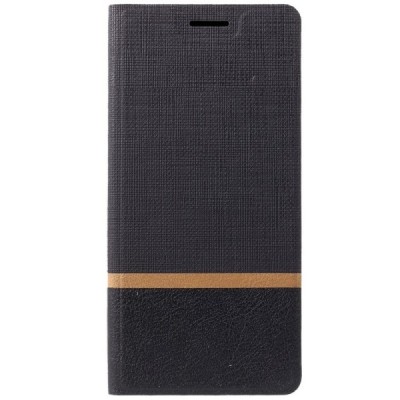 Samsung Galaxy A9 2018 (A9 Star Pro) „Cross“ Texture Leather sērijas melns ādas atvērams maciņš / Vacins.lv