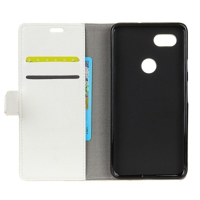 Google Pixel 3 atverčiamas baltas odinis dėklas - piniginė / Priedai.lt